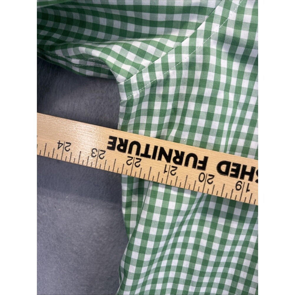 Brooks Brothers 346 Shirt Mens 16.5 -2/3 Button Up Green Check Non Iron Cotton - Picture 8 of 10